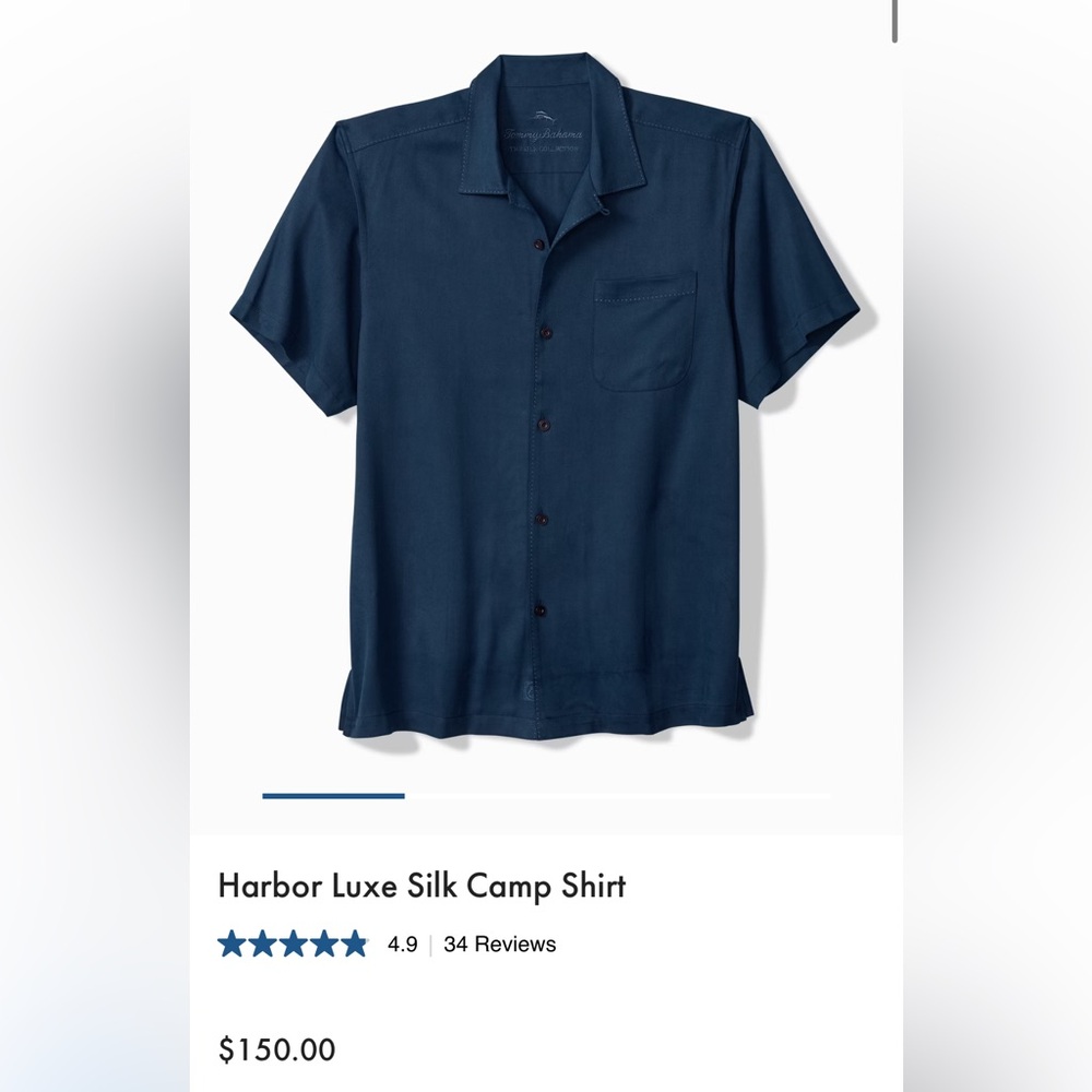 Tommy Bahama Harbor Luxe Silk Camp Shirt - Navy